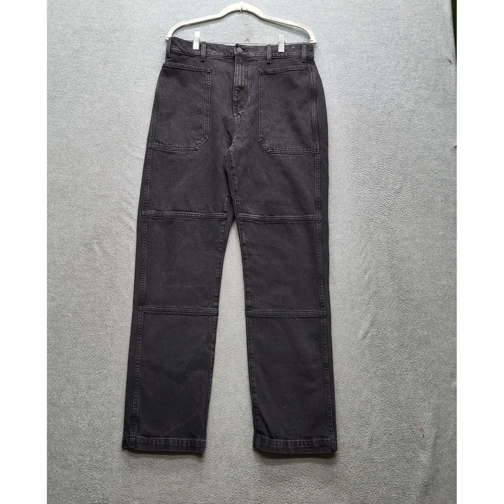 Madewell Women Jeans 30 Charcoal Denim '90s Straight Double Knee Grunge 31" NWT